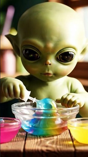 Baby Alien Makes Rainbow Slime Bubbles