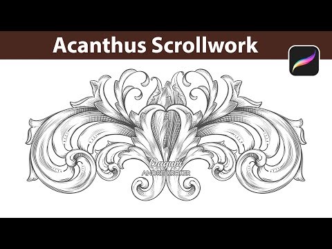 How I Draw an Acanthus Scrollwork - Digital Painting from Sketch to Final in Procreate
