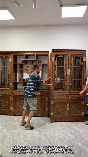 Solid Elm Bookcase Set 📚✨ Display & Storage #furniture #wood #woodworking #interiordesign#shorts