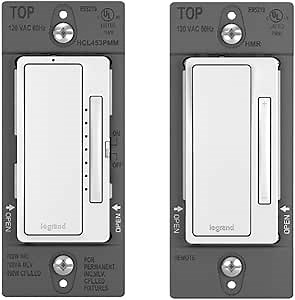 Legrand Radiant 450W Multi Location LED Dimmer Light Switch Kit, Master and Remote Dimmer for Dimmable LED & CFL Bulbs, HCL453PMKITWCCV4, White, 1 Count