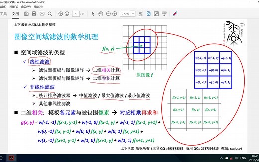 MATLAB教学视频：空间域图像增强之图像的空间域滤波（算法篇）