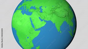 Seamless looping animation of the earth zooming in to the 3d map of Bhutan with the capital and the biggest cites in 4K resolution Stock Video