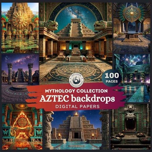 Aztec Temple Backdrops, Ancient Mythology Backgrounds for DIY, Cards, Journal Kit, Scrapbooking, Collage, Sublimation. - Etsy