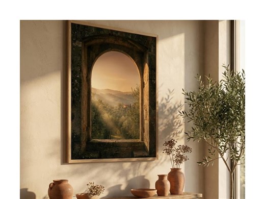 Tuscan Arched Window Art | Italian Olive Grove Sunset Print (digital Download) - Etsy