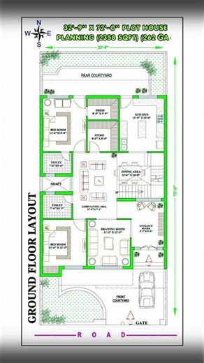 262 Gaj Me Luxury 3BHK Duplex 😱 | South Facing Perfect House Plan 🔥 #home #shorts
