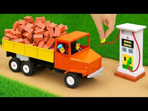 DIY Mini Truck loading Bricks Science Project | Gasoline and House Building