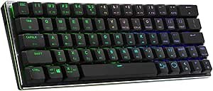Cooler Master SK622 60% Wireless Bluetooth Space Gray Mechanical Low Profile Gaming Keyboard, Tactile Brown Switches, Customizable RGB, Ergonomic Design, Mac/Windows, QWERTY (SK-622-GKTM1-US)
