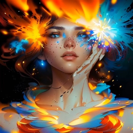 Pretty girl made from lots fireworks, exploding all around her. | Pam's Gifs and Videos