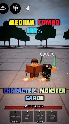 Medium Combo 100% | Monster Garou || The Strongest Battlegrounds #tsb #games #roblox