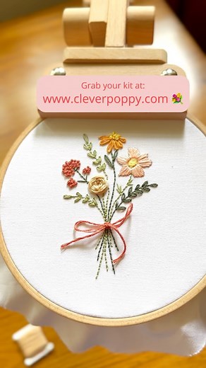 15K views · 36 reactions | Join Natasha as she makes a Clever Poppy kit! Wouldn’t this new pattern ‘Little Bouquet’  make such a cute Valentine’s Day gift? Get started at www.cleverpoppy.com #embroiderykit #embroiderydesign #floralembroidery | Clever Poppy | Facebook