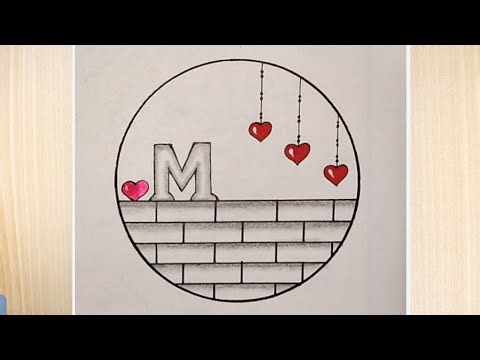 M letter art drawing।। easy drawing ideas।। circle design drawing easy।। circle drawing and sadding।