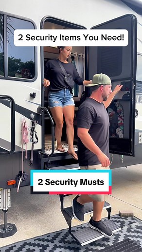 The @rvlock and @Blinkforhome security cameras are absolute must haves to make our home feel secure when we’re away🙌🏼 We love not having to carry additional keys with us thanks to our keyless entry. Use code “winnontheroad” for 10% off at checkout🤯 The blink cameras run off of WiFi and the footage is saved when motion is detected. How do you keep your home safe when you’re away? . . . Hi🤗 We’re Alexis and Tyler Winn!! We live full-time in our 2019 Cyclone fifth wheel. Follow along as we give