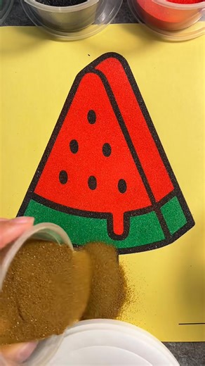 7.3K views · 29 reactions | ✨Sand Art | Watermelon Popsicle✨ #fypreelsシ゚viralシ #glitterstyle #belledisneyprincess #sandart #disneyprincess #sandpainting #sandartist #glittersticker | Sand Art | Facebook