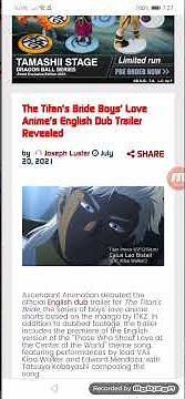 The Titan’s Bride Boys’ Love Anime’s English Dub Trailer Revealed