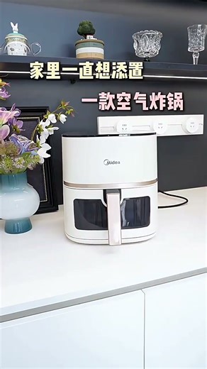 美的（Midea）炎烤双热源免翻面空气炸锅 多功能蒸烤一体可视窗口 家用实用大容量5.3L热风循环蒸汽嫩炸KZC5394