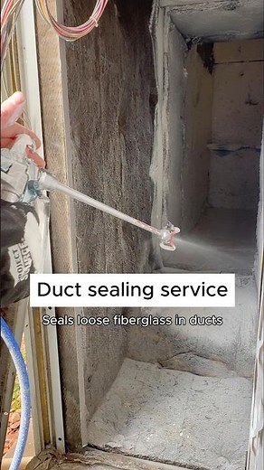 Duct seal using Fiberlock IAQ 8000. Preventing fiberglass pieces from flying around the home