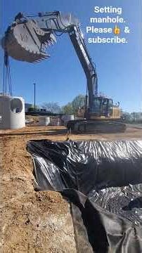 Construction setting manholes in storm system. #excavation #constructionvehicle #xcavator