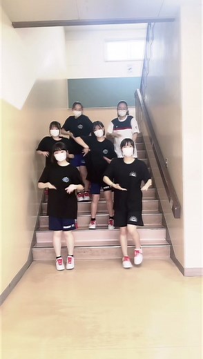 Coordinated Dance Routine by Five Teenagers on Stairs