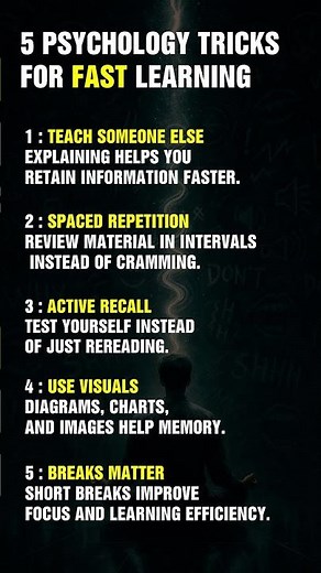 5 Psychology Tricks For Fast Learning #psychologyfacts #mindtricks #psychology