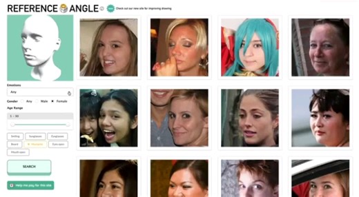 推荐一个绘画参考网站：referenceangle，头部全角度搜图，包涵了人物动物