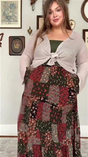 🌸 Plus Size Spring Outfit Ideas | Flowy Floral Skirt with Pockets 💖 #Shorts