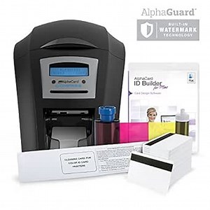 AlphaCard Compass Complete Photo ID Card Printer System with AlphaCard ID Software (Complete Mac Compatible Bundle, One-Sided Printer with Mag)