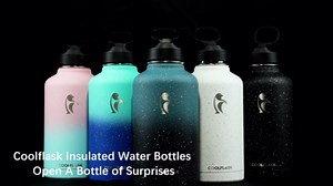 Coolflask 64 oz Water Bottle Insulated with Straw&3 Lids, Half Gallon Water Jug Galaxy Large Metal Stainless Steel Vacuum Flask for Gym, Sports and Travel, Keep Cold 48H Hot 24H,Turquoise