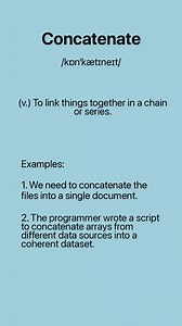 Concatenate To link things together in a chain or series. #englishlanguagelearning #wordoftheday #learnenglish #vocabulary #englishwords #englishlanguage #englishlearning #englishlesson #englishgrammar #englishidioms #englishexpressions #englishphrases #IELTS #TOEFL