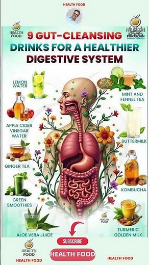 Top 9 Natural Drinks for Healthy Digestion #GutHealth #DetoxDrinks #Digestion