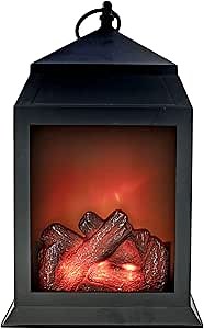 LitezAll Small LED Fireplace Lantern, Battery Operated Mini Fireplace with Realistic Flame Effect, Portable Indoor Decorative Lantern for Cozy Home Ambiance, Gifts, or Holiday Decor