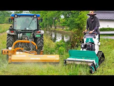 トラクター×乗用草刈機で超広範囲の草を刈る！！【ZHR800】