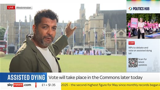 Today is a big day in Westminster, as the Terminally Ill Adults (End of Life) Bill, also known as the assisted dying bill, returns to parliament. Sky's Ashish Joshi reports live as protesters from both sides of the debate set up. 🔗 https://trib.al/eOXBo22 📺 Sky 501 | Sky News