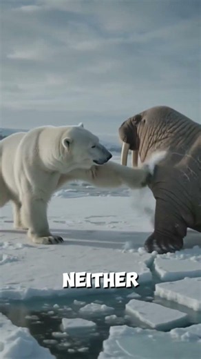 Giant Polar Bear vs Giant Walrus #Wildlife #PolarBear #Walrus #Arctic #NatureDocumentary