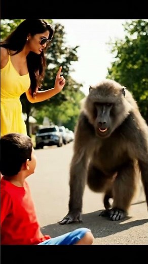 “Monkey’s Epic Flying Kick Leaves Mom Shocked! 😎🤣#monkeyfunny#funnyvideo