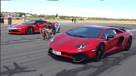 Aventador SV drag races SF90 Stradale