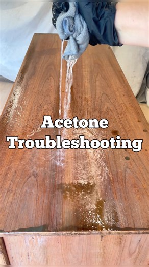 Comment ACETONE for my full troubleshooting checklist and supply links 👇 Most people reach for acetone and expect it to work miracles 😇 but there’s a right (and wrong!) way to use it. I use acetone to remove stain, varnish, or polyurethane from wood, and to clean up whatever stripper leaves behind. It’s fast, cheap, and gets results the other products don’t. But don’t be fooled—you can still screw it up 🫠 If you’re new to using acetone, here’s what actually works: – Pour more than you think y