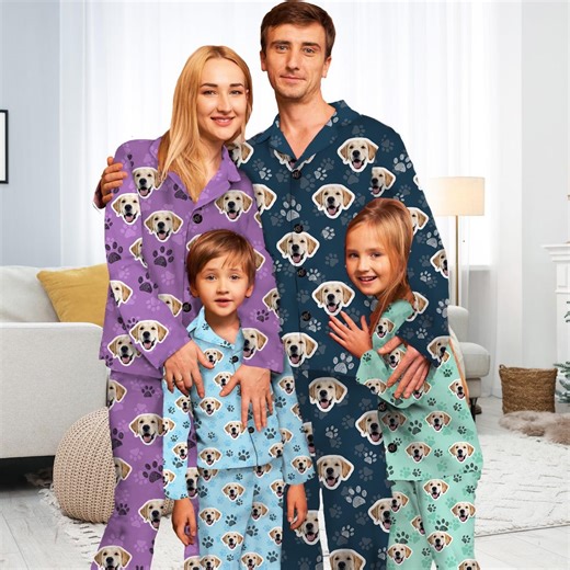 Personalized Pet Face Pajamas: Custom Photo Family Pjs - Etsy
