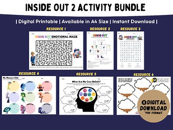 Inside Out 2 Activity Worksheet Bundle | Back to School | Inside Out 2 Movie