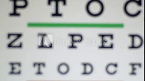 Snellen eye chart. Eye chart with letters to measuring visual acuity. From unfocused to focused view. Eye Chart Test. vídeo de Stock