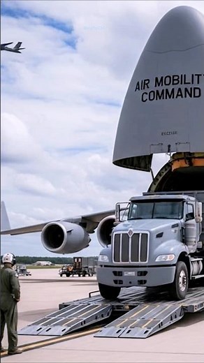 Massive Military Cargo Plane Loads Giant Truck – Air Mobility Operation in Action! #shorts #animate