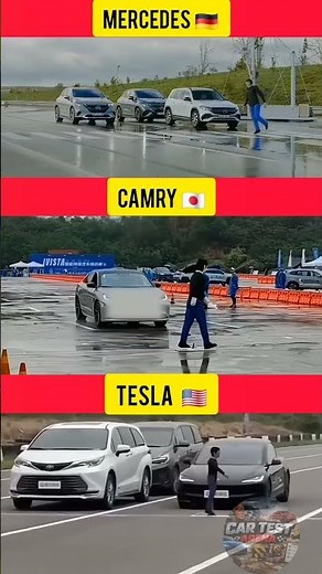 Mercedes, Toyota Camry and Tesla: Extreme Wet Pedestrian AEB Test