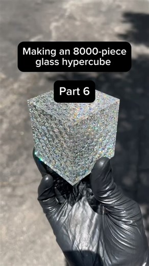 Cody Rosenberg on Instagram: "It’s getting crazy!! Making an 8000-piece glass hypercube by hand. (Part 6) Visit my website to learn more about my artwork. This whole project is powered by @hisglassworks.  #mrfacet #mikejones #howitsmade #diy #handmadeart #trippy"