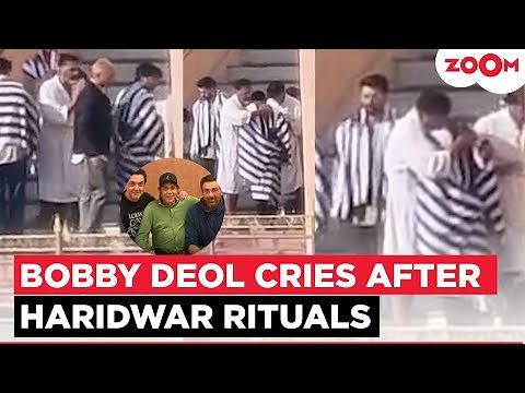 Bobby Deol CRIES after immersing dad Dharmendra's ashes in the Ganga river at Haridwar; Video VIRAL!