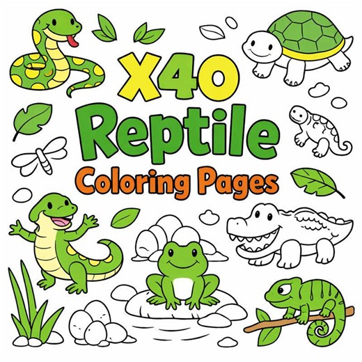 Reptile Coloring Pages | Fun Art Activity | Kindergarten–12th Grade - Etsy