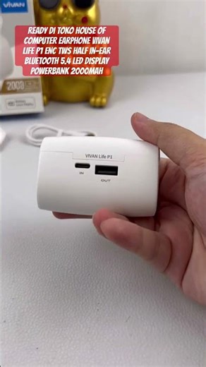 READY DI TOKO HOUSE OF COMPUTER EARPHONE VIVAN LIFE P1 ENC TWS HALF IN-EAR BT 5.4 POWERBANK 2000mAH