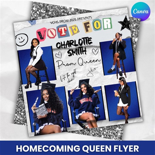 Vote for Me, Prom & Homecoming Class Campaign Flyer, Prom Queen Flyer, Prom King Flyer, Homecoming Election Flyer, Canva Editable - Etsy