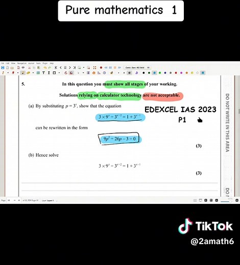 Resolviendo ecuaciones exponenciales en el examen de Edexcel