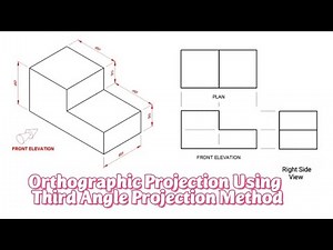 Orthographic Projections 5 Using Third Angle Projection #engineering #orthographicdrawing #viral