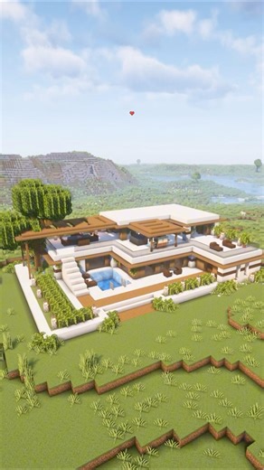 How to Build a Large Modern Villa (Minecraft)