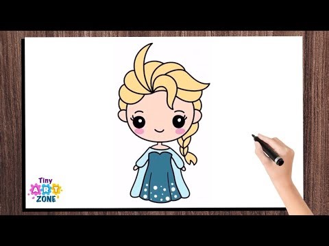 How to Draw a Cute Little Elsa Easy | Disney Princess Drawing | Elsa Drawing